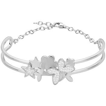 Bracelet semi-rigide en Argent avec oxyde de zirconium blanc
