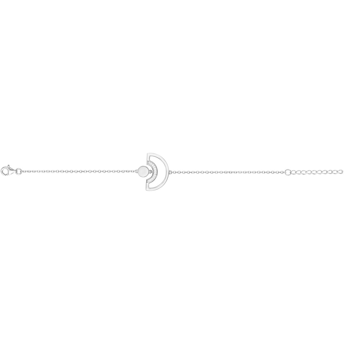 Bracelet souple mono-motif en Argent avec oxyde de zirconium blanc