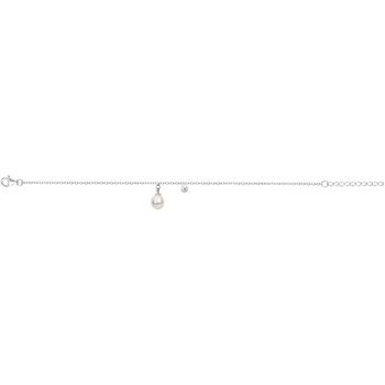 Bracelet souple mono-motif en Argent avec perle d'eau douce blanc