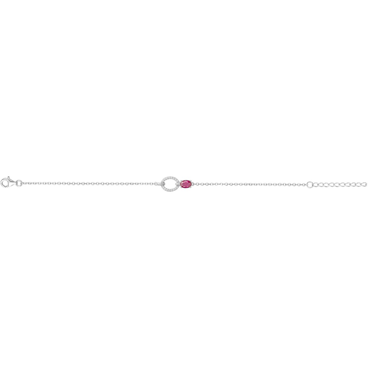 Bracelet souple multi-motifs en Argent avec oxyde de zirconium rouge rubis