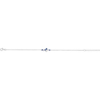 Bracelet souple mono-motif en Argent avec oxyde de zirconium bleu saphir