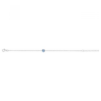 Bracelet souple mono-motif en Argent avec oxyde de zirconium bleu topaze