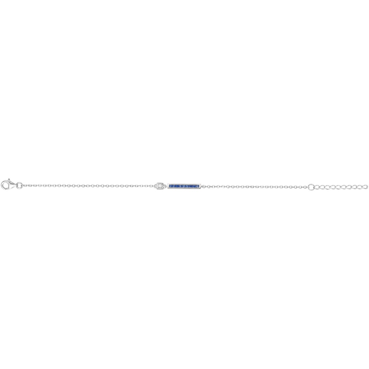 Bracelet souple mono-motif en Argent avec oxyde de zirconium bleu saphir