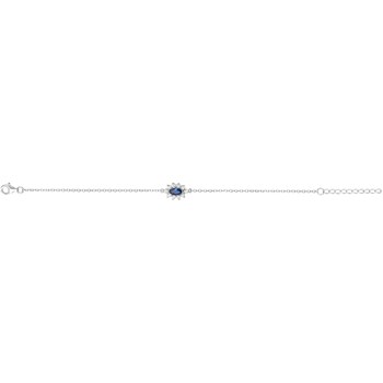 Bracelet souple mono-motif en Argent avec oxyde de zirconium bleu saphir