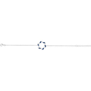 Bracelet souple mono-motif en Argent avec oxyde de zirconium bleu saphir