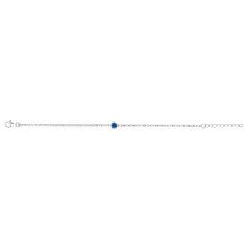 Bracelet souple mono-motif en Argent avec oxyde de zirconium bleu topaze