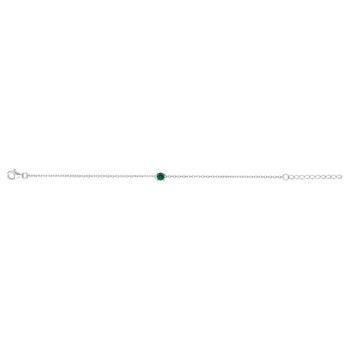 Bracelet souple mono-motif en Argent avec oxyde de zirconium vert emeraude