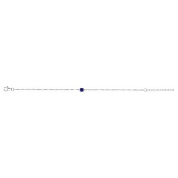 Bracelet souple mono-motif en Argent avec oxyde de zirconium bleu saphir
