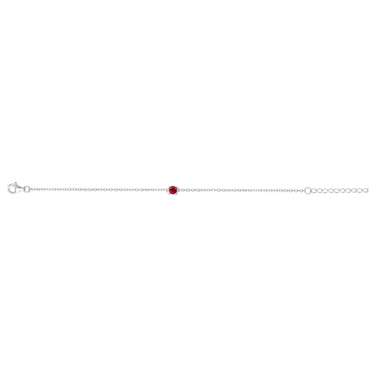 Bracelet souple mono-motif en Argent avec oxyde de zirconium rouge rubis