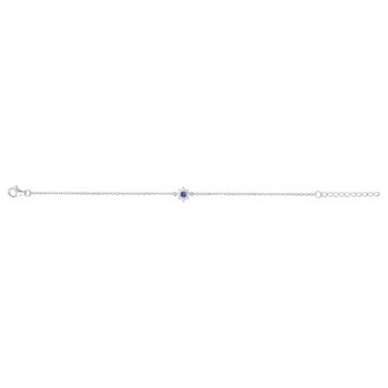 Bracelet souple mono-motif en Argent avec oxyde de zirconium bleu saphir