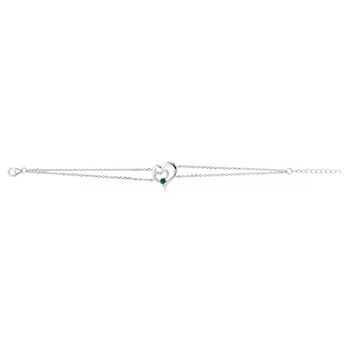 Bracelet souple mono-motif en Argent avec oxyde de zirconium vert emeraude
