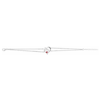 Bracelet souple mono-motif en Argent avec oxyde de zirconium rouge rubis