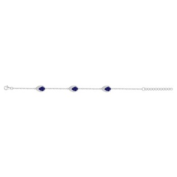 Bracelet souple multi-motifs en Argent avec oxyde de zirconium bleu saphir