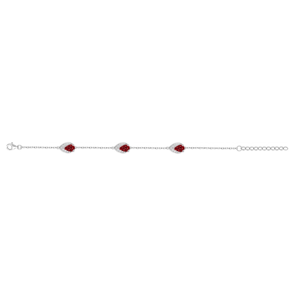 Bracelet souple multi-motifs en Argent avec oxyde de zirconium rouge rubis
