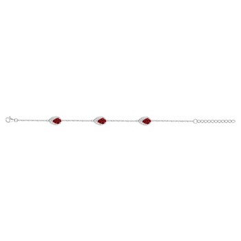 Bracelet souple multi-motifs en Argent avec oxyde de zirconium rouge rubis