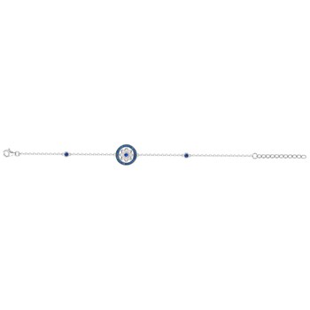 Bracelet souple multi-motifs en Argent avec oxyde de zirconium bleu saphir