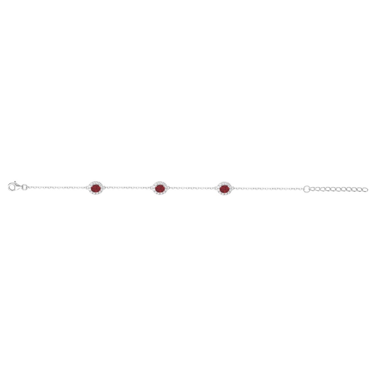 Bracelet souple multi-motifs en Argent avec oxyde de zirconium rouge rubis