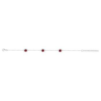 Bracelet souple multi-motifs en Argent avec oxyde de zirconium rouge rubis