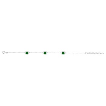 Bracelet souple multi-motifs en Argent avec oxyde de zirconium vert emeraude