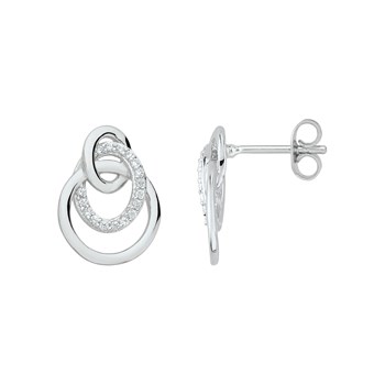 Boucles d'oreilles puces en Argent avec oxyde de zirconium blanc