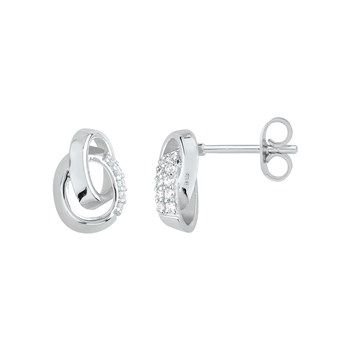 Boucles d'oreilles puces en Argent avec oxyde de zirconium blanc