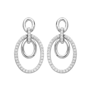 Boucles d'oreilles pendantes en Argent avec oxyde de zirconium blanc