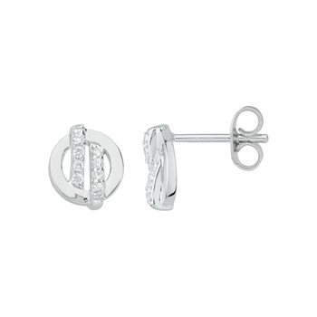 Boucles d'oreilles puces en Argent avec oxyde de zirconium blanc