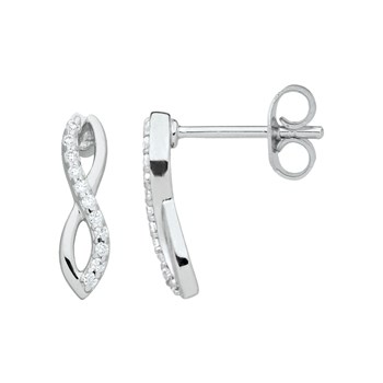 Boucles d'oreilles puces en Argent avec oxyde de zirconium blanc