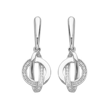Boucles d'oreilles pendantes en Argent avec oxyde de zirconium blanc