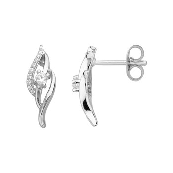 Boucles d'oreilles puces en Argent avec oxyde de zirconium blanc