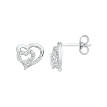 Boucles d'oreilles puces en Argent avec oxyde de zirconium blanc