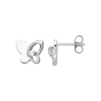 Boucles d'oreilles puces en Argent avec oxyde de zirconium blanc