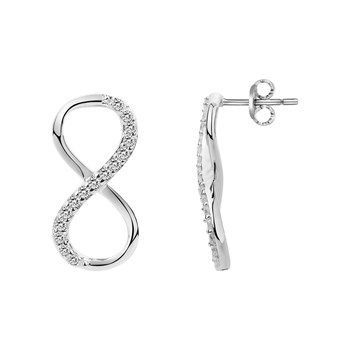 Boucles d'oreilles puces en Argent avec oxyde de zirconium blanc