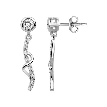 Boucles d'oreilles pendantes en Argent avec oxyde de zirconium blanc