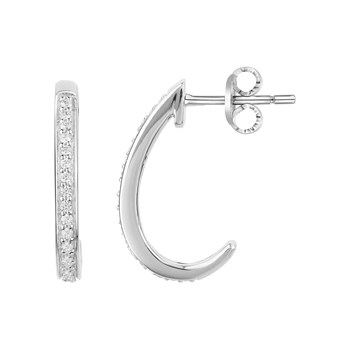 Demi-créoles en Argent avec oxyde de zirconium blanc