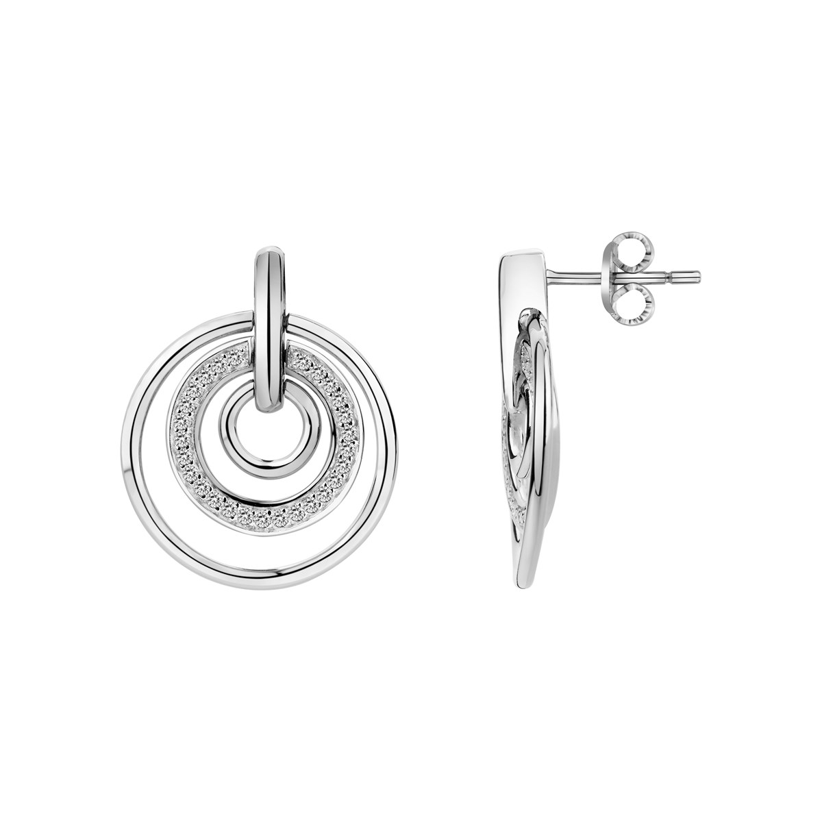 Boucles d'oreilles pendantes en Argent avec oxyde de zirconium blanc