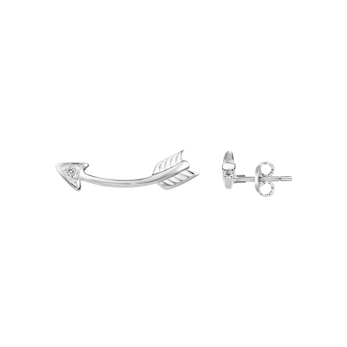 Boucles d'oreilles puces en Argent avec oxyde de zirconium blanc