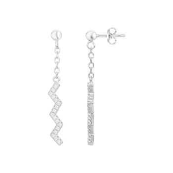 Boucles d'oreilles pendantes en Argent avec oxyde de zirconium blanc