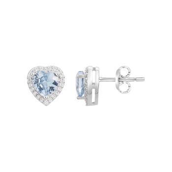 Boucles d'oreilles puces en Argent avec oxyde de zirconium bleu topaze