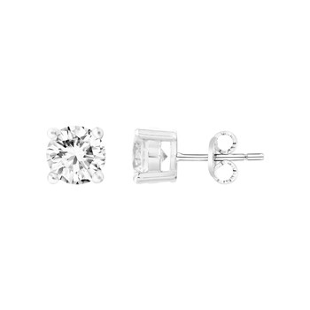 Boucles d'oreilles puces en Argent avec oxyde de zirconium blanc