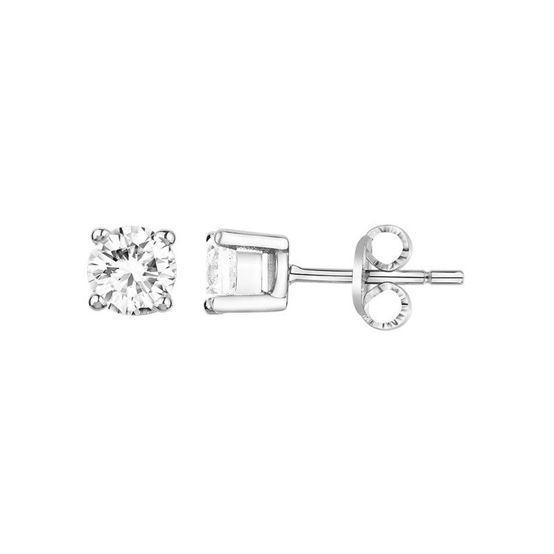 Boucles d'oreilles puces en Argent avec oxyde de zirconium blanc