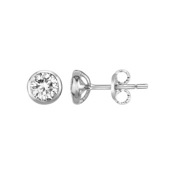 Boucles d'oreilles puces en Argent avec oxyde de zirconium blanc