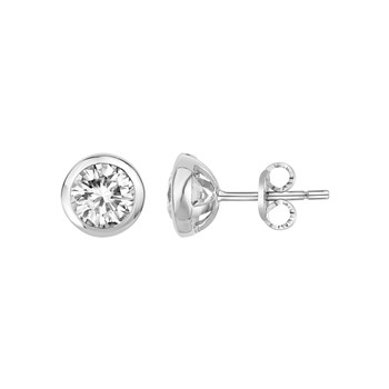 Boucles d'oreilles puces en Argent avec oxyde de zirconium blanc