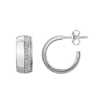 Demi-créoles en Argent avec oxyde de zirconium blanc