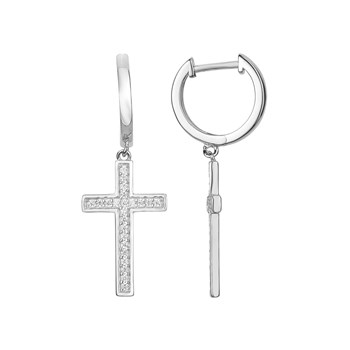 Boucles d'oreilles pendantes en Argent avec oxyde de zirconium blanc