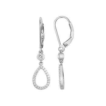 Boucles d'oreilles pendantes en Argent avec oxyde de zirconium blanc