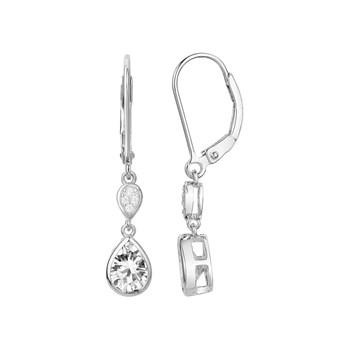 Boucles d'oreilles pendantes en Argent avec oxyde de zirconium blanc