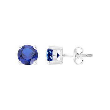 Boucles d'oreilles puces en Argent avec oxyde de zirconium bleu saphir