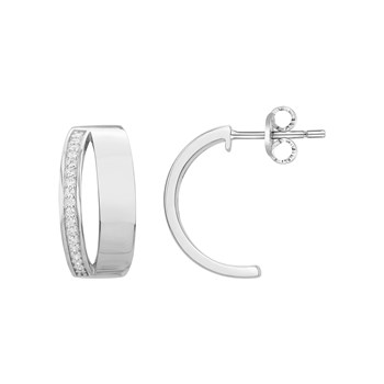 Demi-créoles en Argent avec oxyde de zirconium blanc