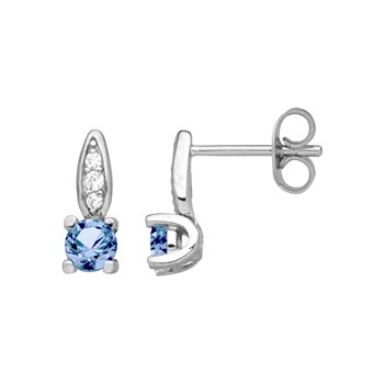 Silver Earrings with zirconium oxide topaz blue